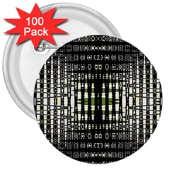 Interwoven Grid Pattern In Green 3  Buttons (100 Pack)  by Simbadda