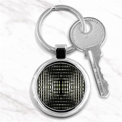 Interwoven Grid Pattern In Green Key Chains (round)  by Simbadda