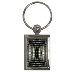 Interwoven Grid Pattern In Green Key Chains (rectangle) 