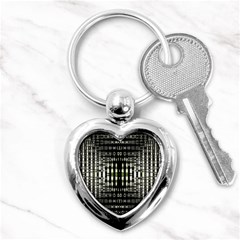 Interwoven Grid Pattern In Green Key Chains (heart)  by Simbadda