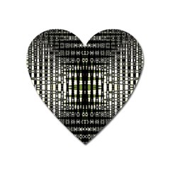 Interwoven Grid Pattern In Green Heart Magnet by Simbadda