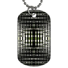 Interwoven Grid Pattern In Green Dog Tag (one Side) by Simbadda