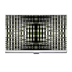 Interwoven Grid Pattern In Green Business Card Holders