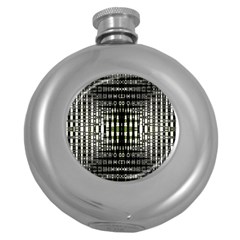 Interwoven Grid Pattern In Green Round Hip Flask (5 Oz) by Simbadda