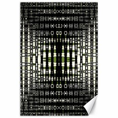 Interwoven Grid Pattern In Green Canvas 12  X 18   by Simbadda