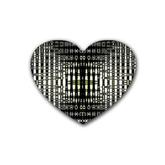 Interwoven Grid Pattern In Green Heart Coaster (4 Pack)  by Simbadda