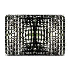 Interwoven Grid Pattern In Green Plate Mats