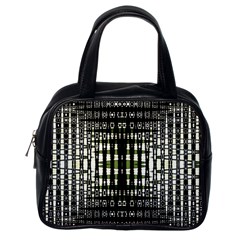 Interwoven Grid Pattern In Green Classic Handbags (one Side) by Simbadda