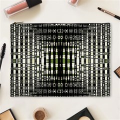 Interwoven Grid Pattern In Green Cosmetic Bag (xl) by Simbadda