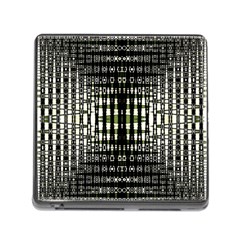 Interwoven Grid Pattern In Green Memory Card Reader (square) by Simbadda