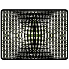 Interwoven Grid Pattern In Green Fleece Blanket (large) 