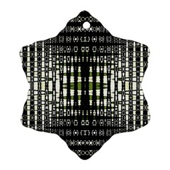 Interwoven Grid Pattern In Green Snowflake Ornament (two Sides)