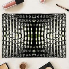 Interwoven Grid Pattern In Green Cosmetic Bag (xxl)  by Simbadda