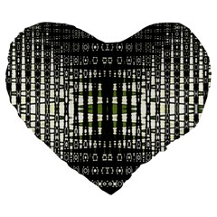 Interwoven Grid Pattern In Green Large 19  Premium Heart Shape Cushions by Simbadda