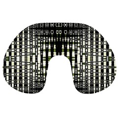 Interwoven Grid Pattern In Green Travel Neck Pillows