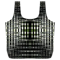 Interwoven Grid Pattern In Green Full Print Recycle Bags (l)  by Simbadda