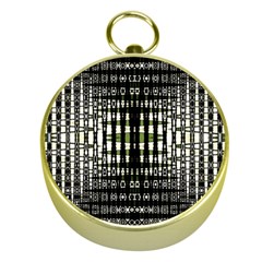 Interwoven Grid Pattern In Green Gold Compasses