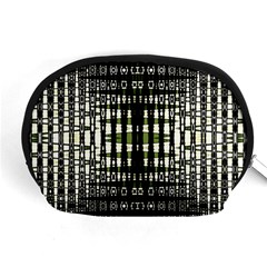 Interwoven Grid Pattern In Green Accessory Pouches (medium) 