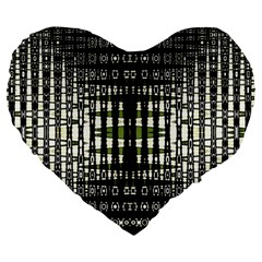 Interwoven Grid Pattern In Green Large 19  Premium Flano Heart Shape Cushions