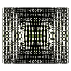 Interwoven Grid Pattern In Green Double Sided Flano Blanket (small)  by Simbadda