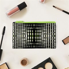 Interwoven Grid Pattern In Green Cosmetic Bag (xs) by Simbadda