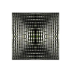 Interwoven Grid Pattern In Green Satin Bandana Scarf