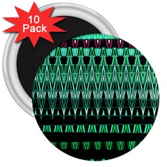 Green Triangle Patterns 3  Magnets (10 Pack)  by Simbadda