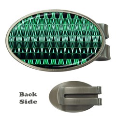 Green Triangle Patterns Money Clips (oval)  by Simbadda