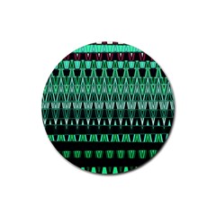 Green Triangle Patterns Rubber Coaster (round)  by Simbadda