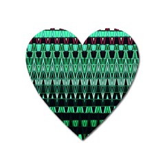 Green Triangle Patterns Heart Magnet