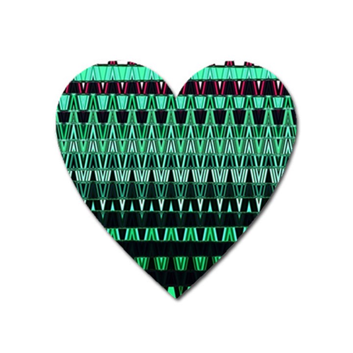 Green Triangle Patterns Heart Magnet