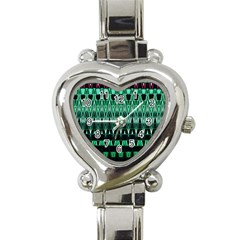 Green Triangle Patterns Heart Italian Charm Watch by Simbadda