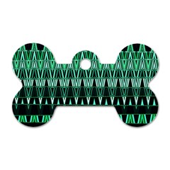 Green Triangle Patterns Dog Tag Bone (one Side)