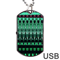 Green Triangle Patterns Dog Tag Usb Flash (two Sides)