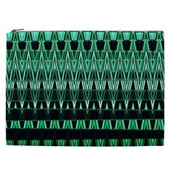 Green Triangle Patterns Cosmetic Bag (xxl)  by Simbadda