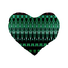 Green Triangle Patterns Standard 16  Premium Flano Heart Shape Cushions