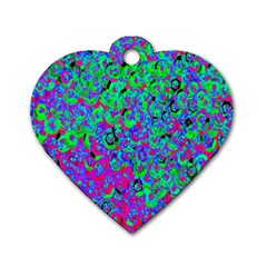 Green Purple Pink Background Dog Tag Heart (One Side)