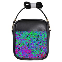 Green Purple Pink Background Girls Sling Bags