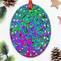 Green Purple Pink Background Oval Filigree Ornament (Two Sides)