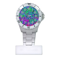 Green Purple Pink Background Plastic Nurses Watch