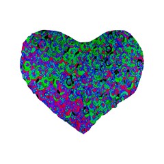 Green Purple Pink Background Standard 16  Premium Flano Heart Shape Cushions by Simbadda