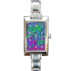 Green Purple Pink Background Rectangle Italian Charm Watch