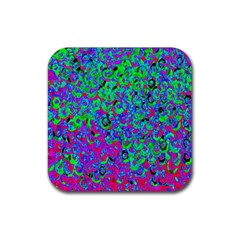 Green Purple Pink Background Rubber Coaster (square)  by Simbadda