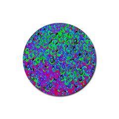 Green Purple Pink Background Rubber Coaster (round) 