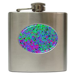 Green Purple Pink Background Hip Flask (6 Oz) by Simbadda