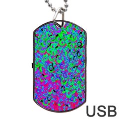 Green Purple Pink Background Dog Tag Usb Flash (one Side)