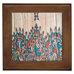 Blue Brown Cloth Design Framed Tiles