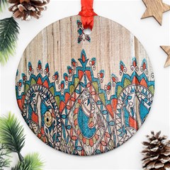 Blue Brown Cloth Design Ornament (round)