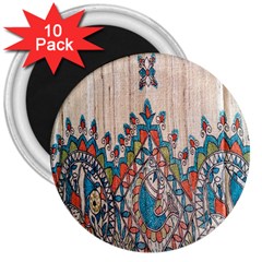 Blue Brown Cloth Design 3  Magnets (10 Pack)  by Simbadda