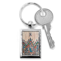 Blue Brown Cloth Design Key Chains (rectangle) 